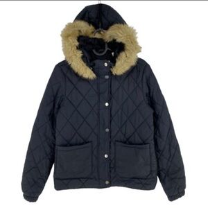 Levi's Kids Quilted Puffer Jacket - Black with Tan Trim